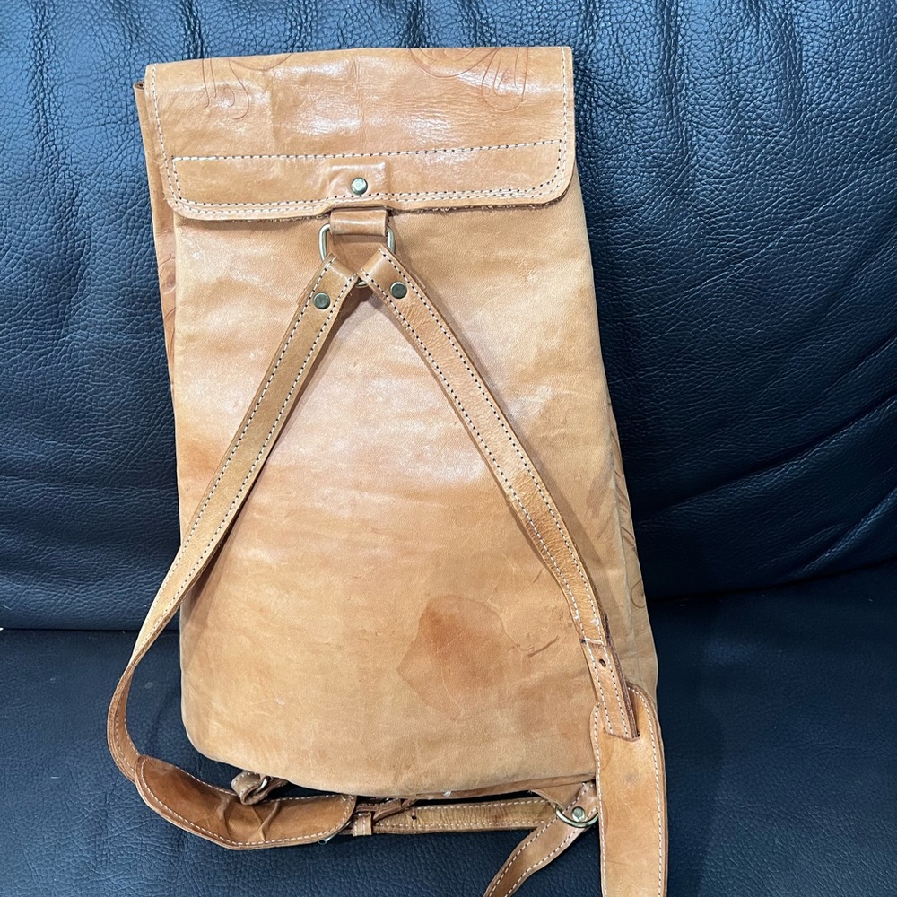 Tan Leather Backpack - Picture 2 of 2